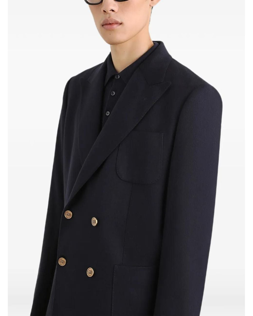 Dolce & Gabbana Black Portofino Double-Breasted Cashmere Jacket for men