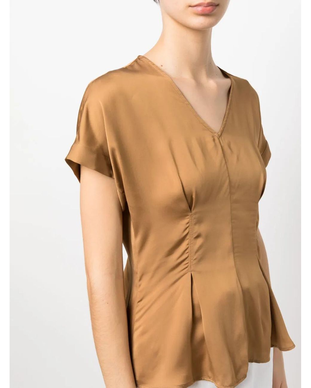 Aspesi Natural Satin-Finish Flared Blouse