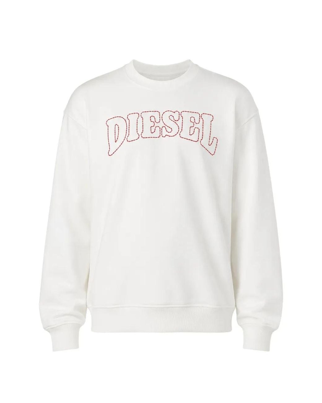 DIESEL White Logo-Embroidered Crew-Neck Sweatshirt for men