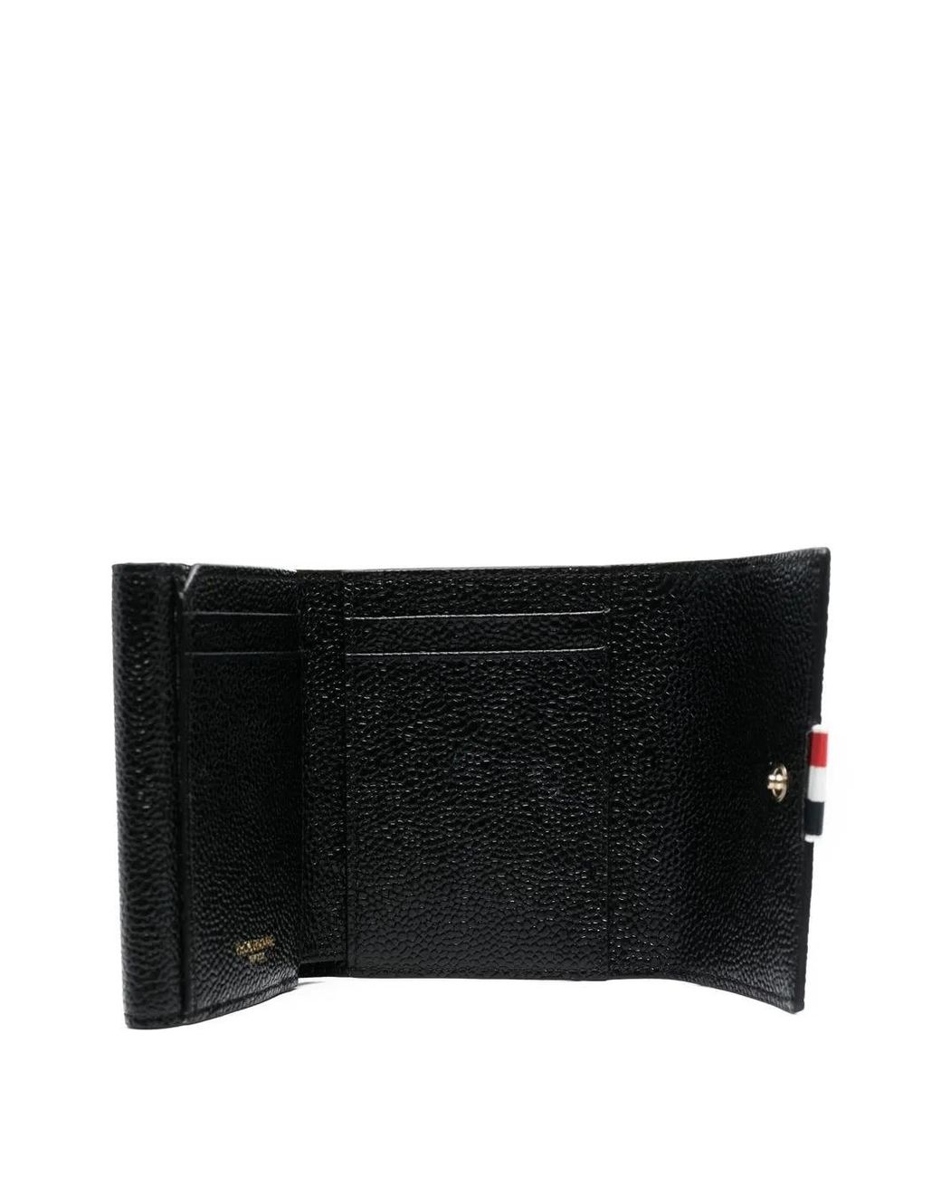 Thom Browne Black Pebble Grain Coin Compartment Small Purse