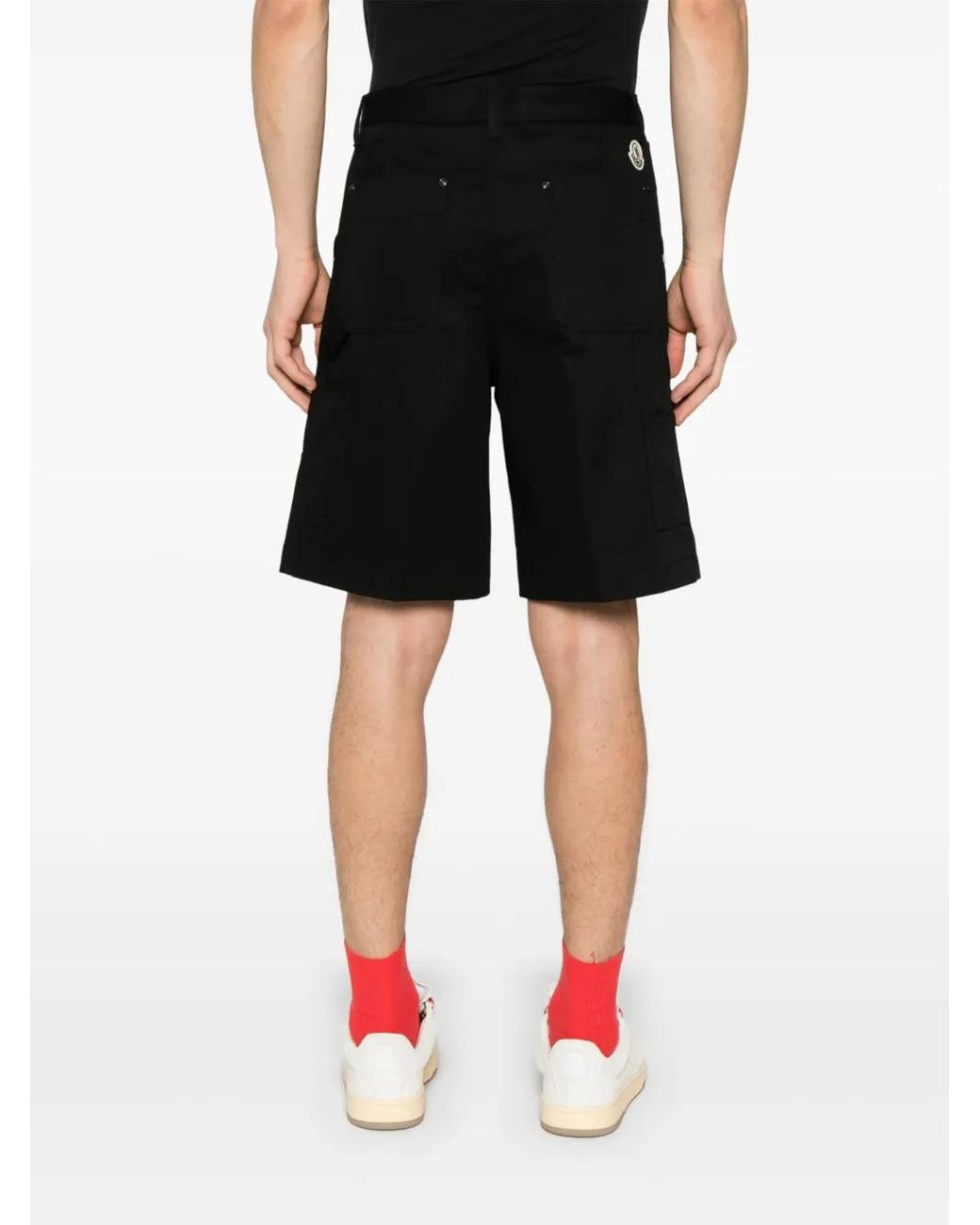 Moncler Black Cotton Cargo Shorts for men