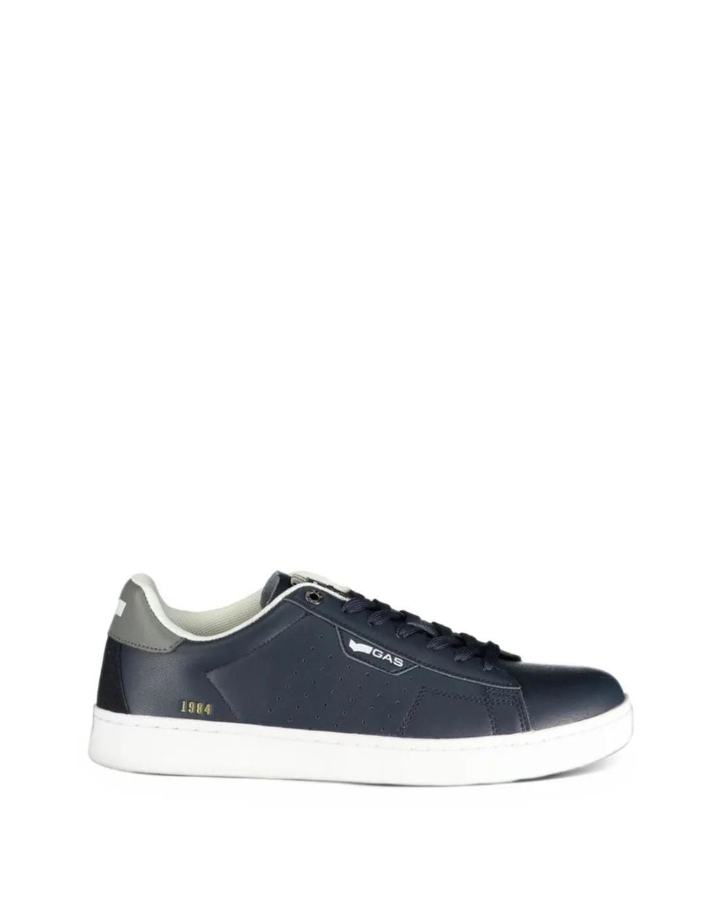 Gas Blue Perforated Logo-Patch Sneakers for men