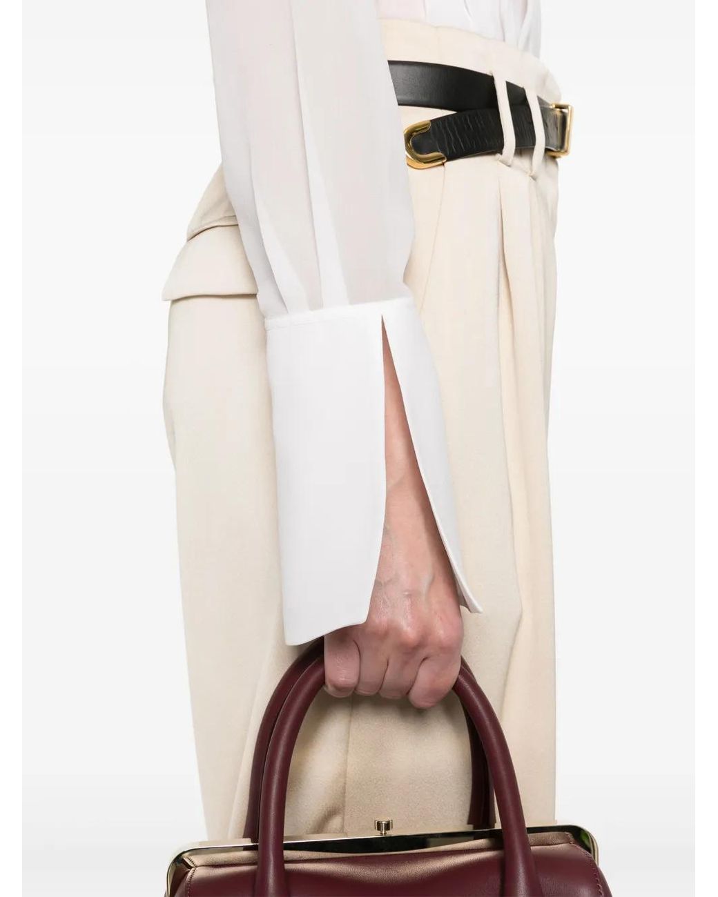 Genny White Pleated Silk Shirt