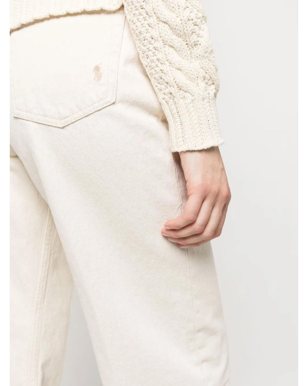 Polo Ralph Lauren White Cropped Wide-Leg Trousers