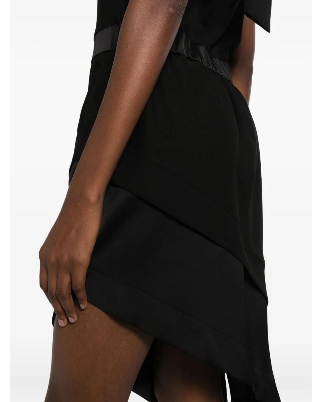 Carla G Black Asymmetric Bow-Detail Dress