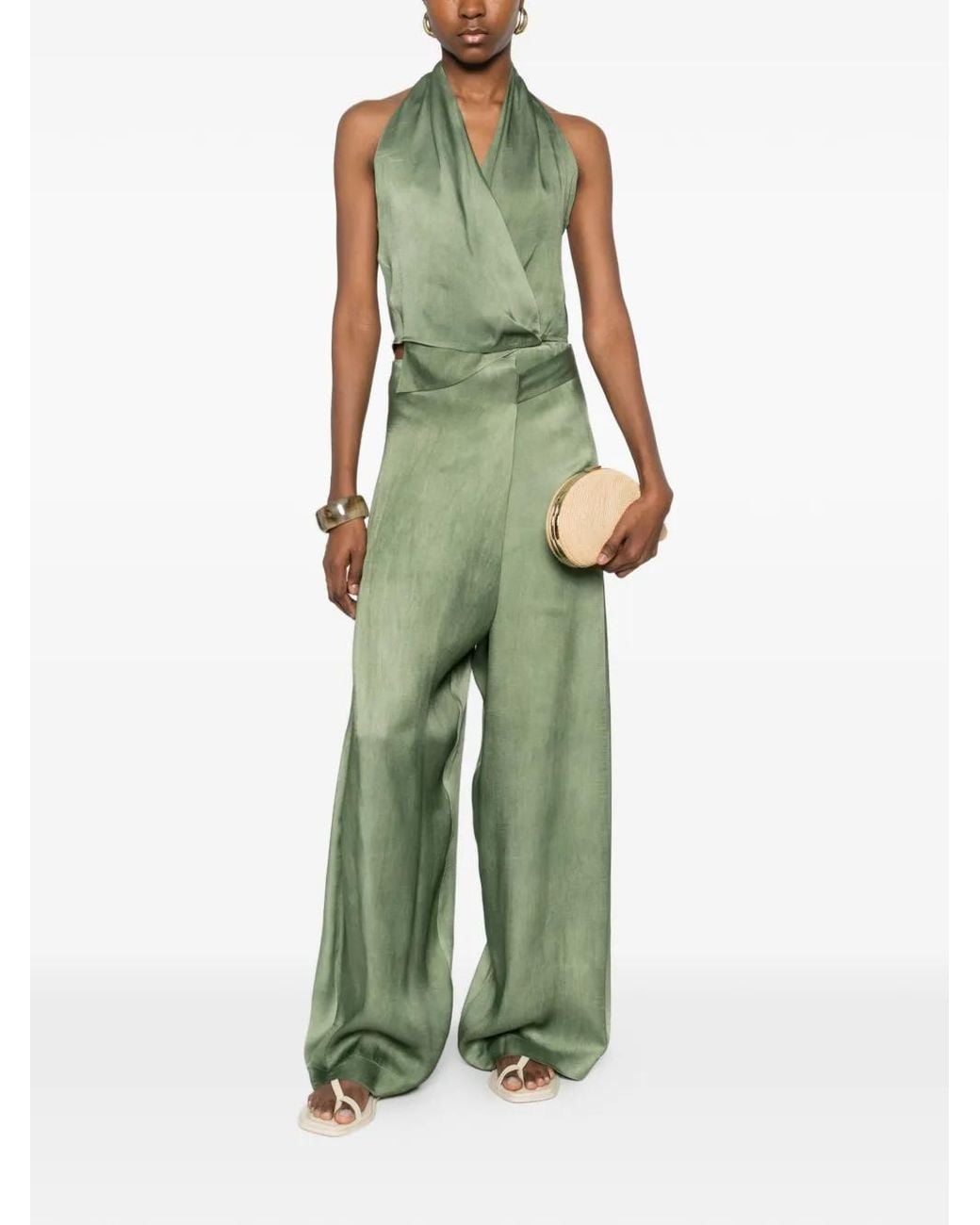 Cortana Green Wrap V-Neck Top