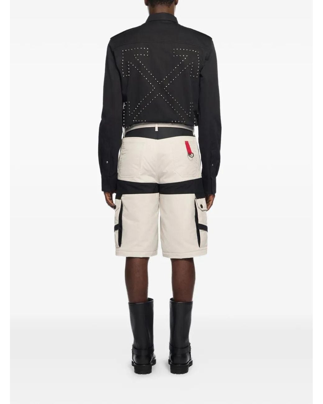Off-White c/o Virgil Abloh White Zip-Pockets Panelled Cargo Shorts for men