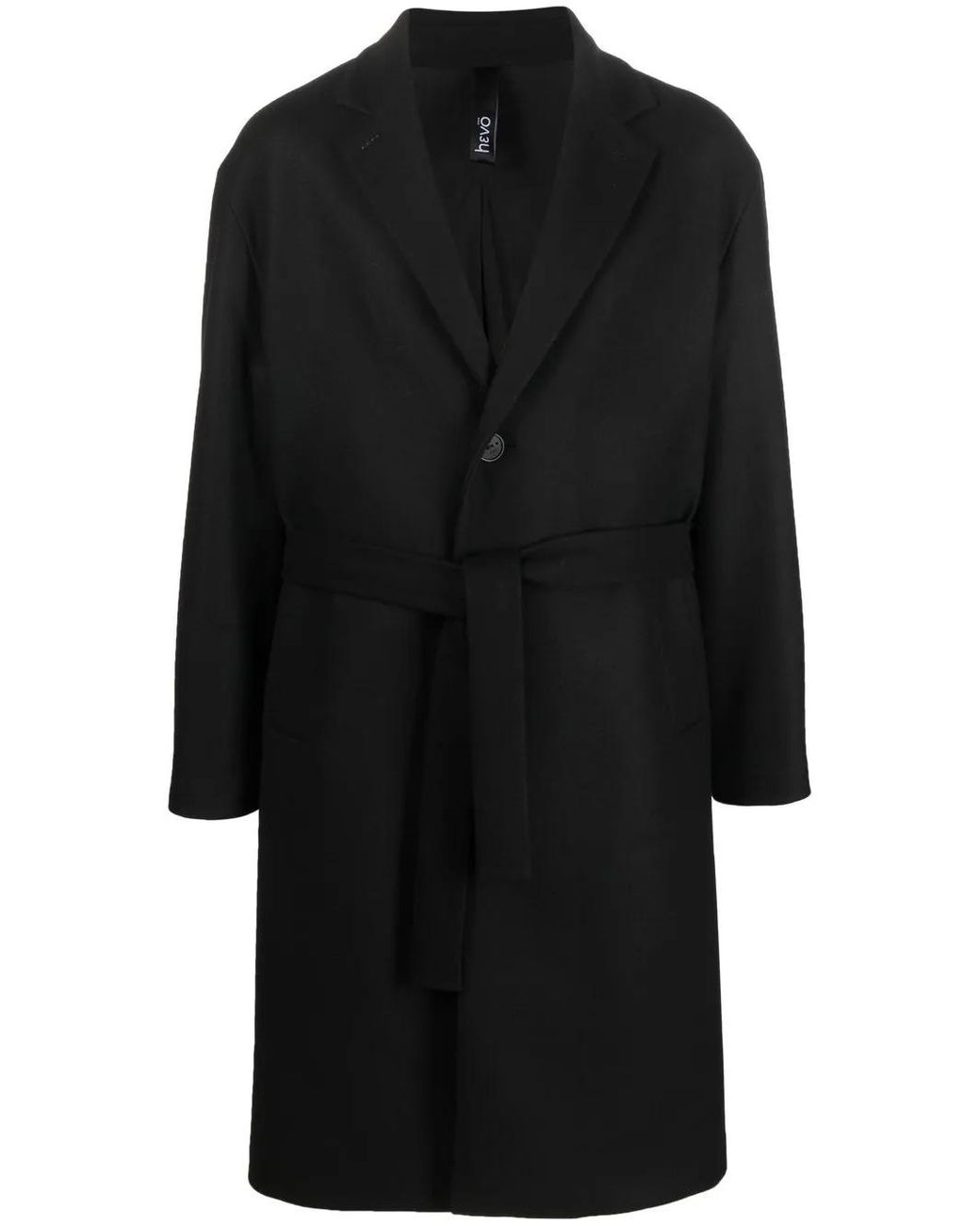 Hevò Black Single-Breasted Coat for men