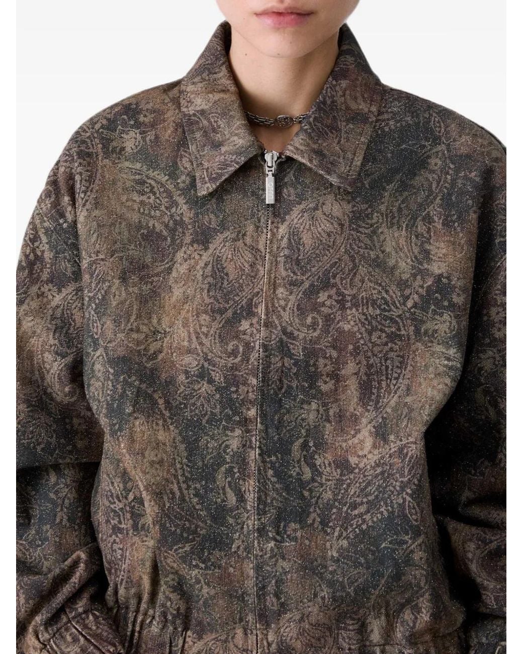 Liu Jo Brown Oversized Jacket With Glitter-Print