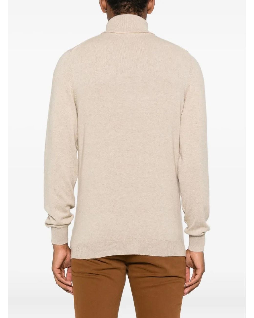 Fedeli Natural Turtleneck Cashmere Sweater for men