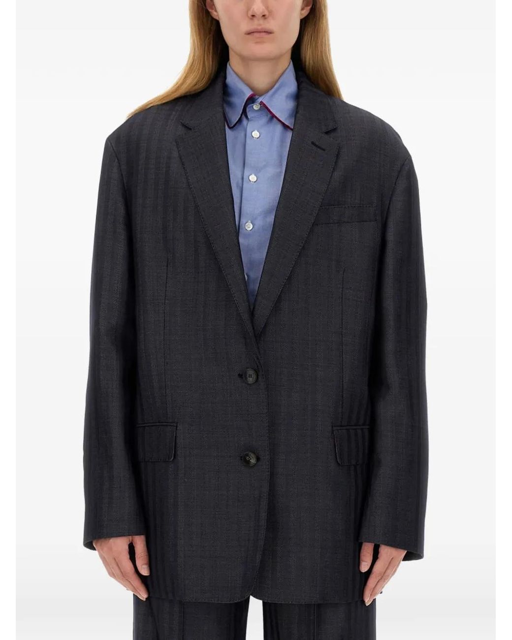 Etro Blue Pegasus Buttoned Over Jacket