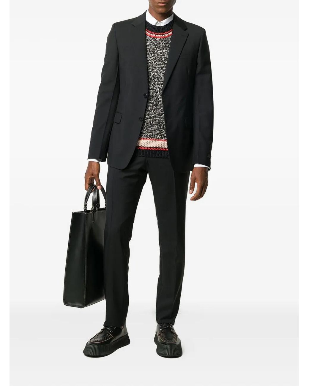 Prada Black Single Breasted Wool And Mohair Suit for men