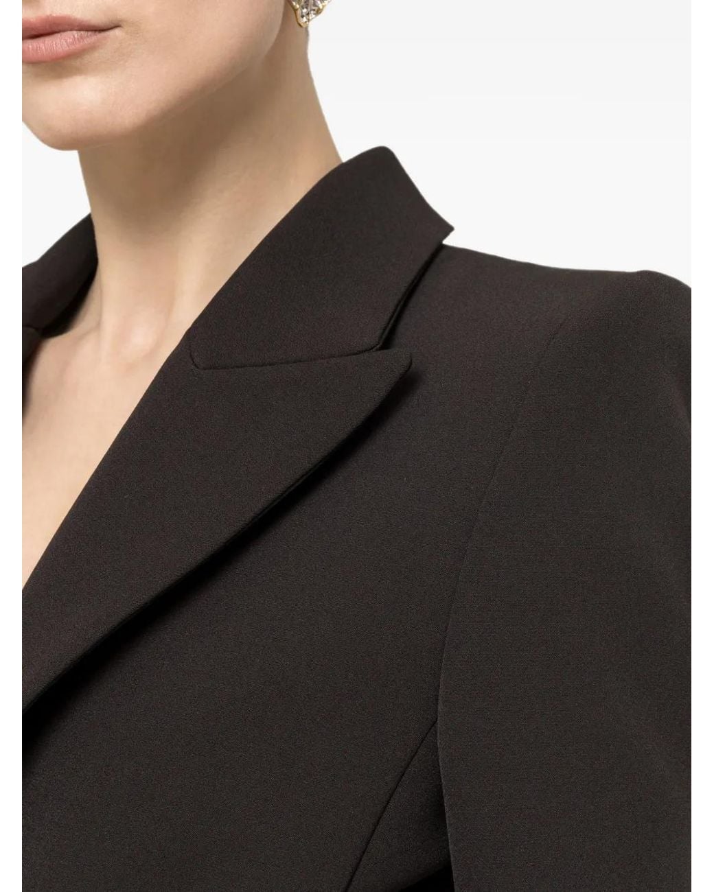 Nissa Black Single-Breasted Crepe Blazer