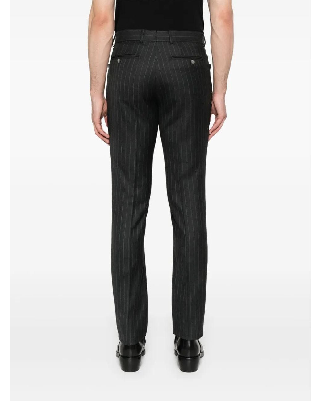 Tom Ford Black Striped Straight-Leg Trousers for men