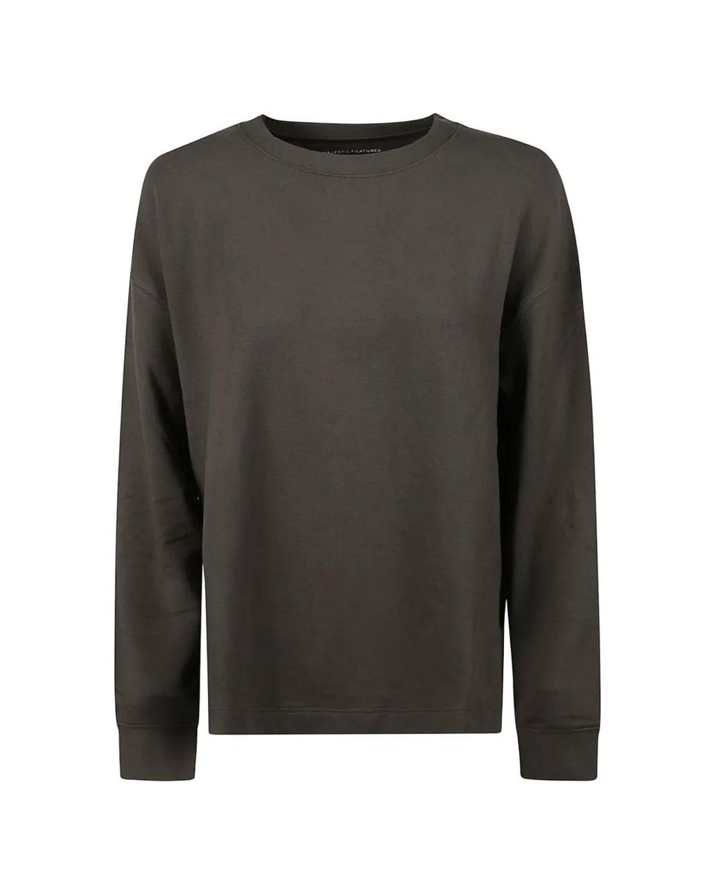 Majestic Filatures Black Drop-Shoulder Sweatshirt