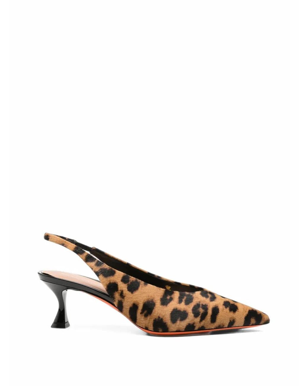 Santoni Brown Nora Leopard-Print Slingback Pumps