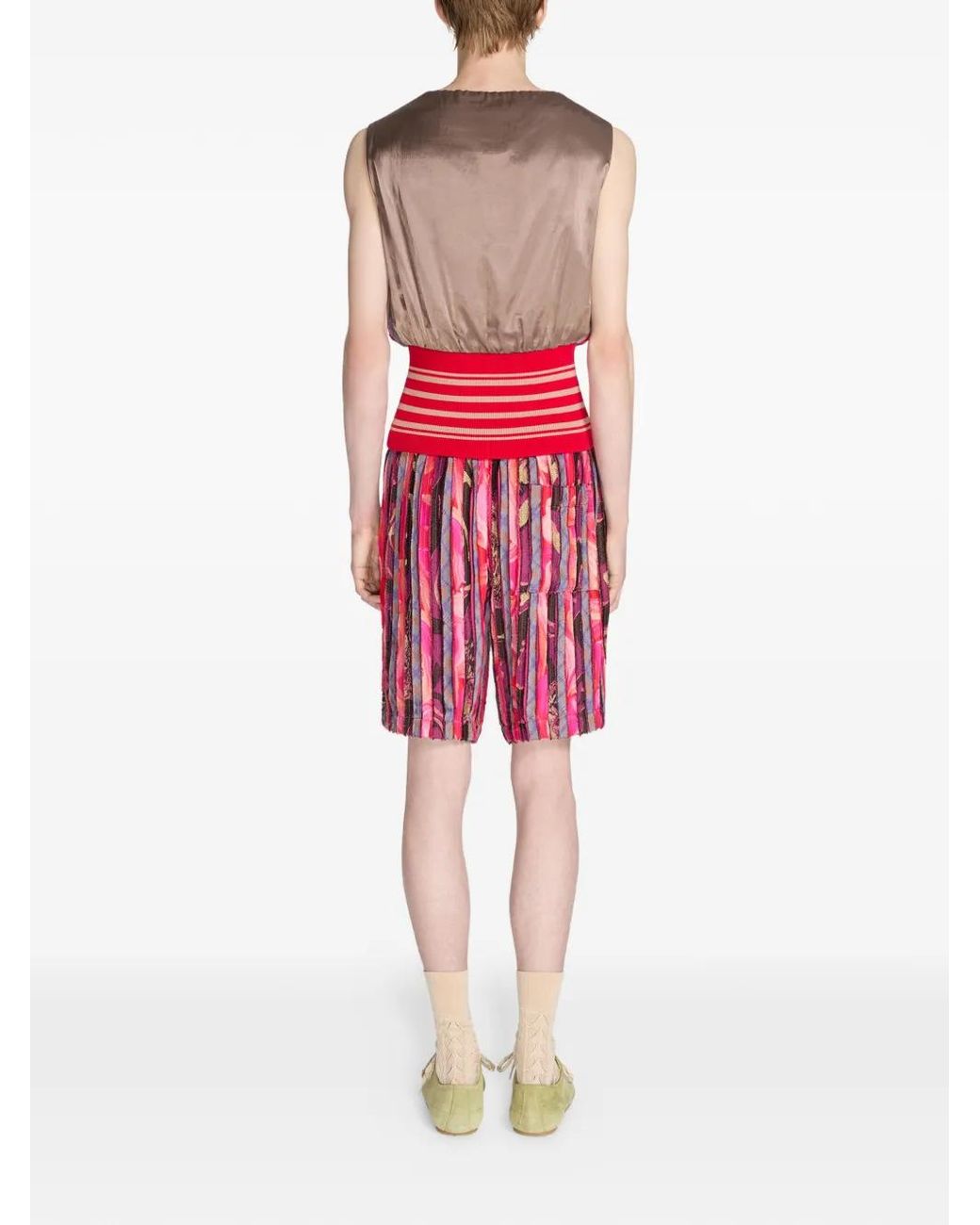 Dries Van Noten Red Striped Shorts for men
