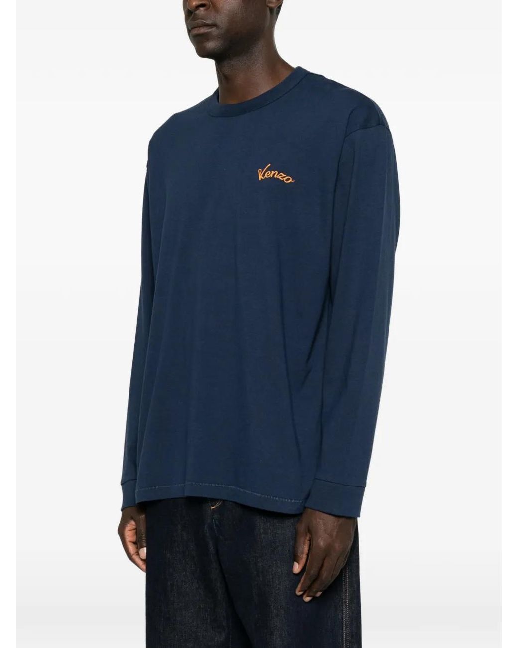 KENZO Blue Eiffel Tower-Print Long-Sleeve T-Shirt for men