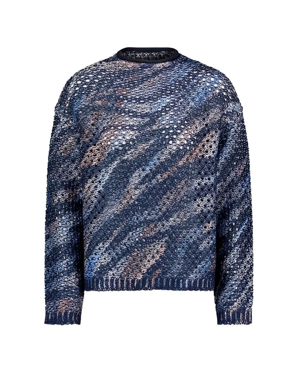Betty Barclay Blue Open-Knit Tiger-Print Sweater