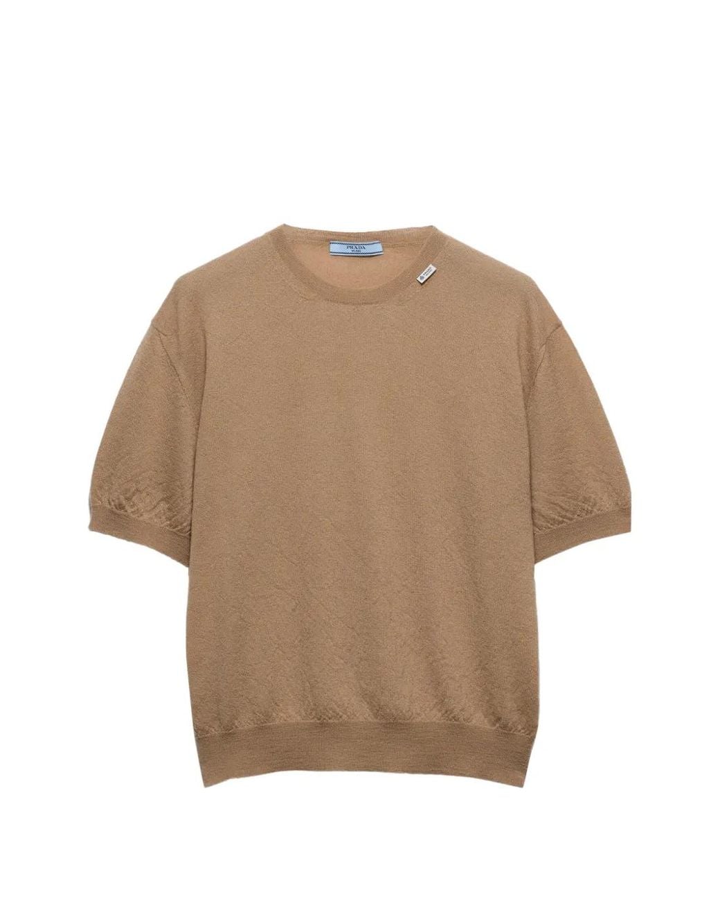 Prada Natural Short-Sleeved Cashmere Sweater