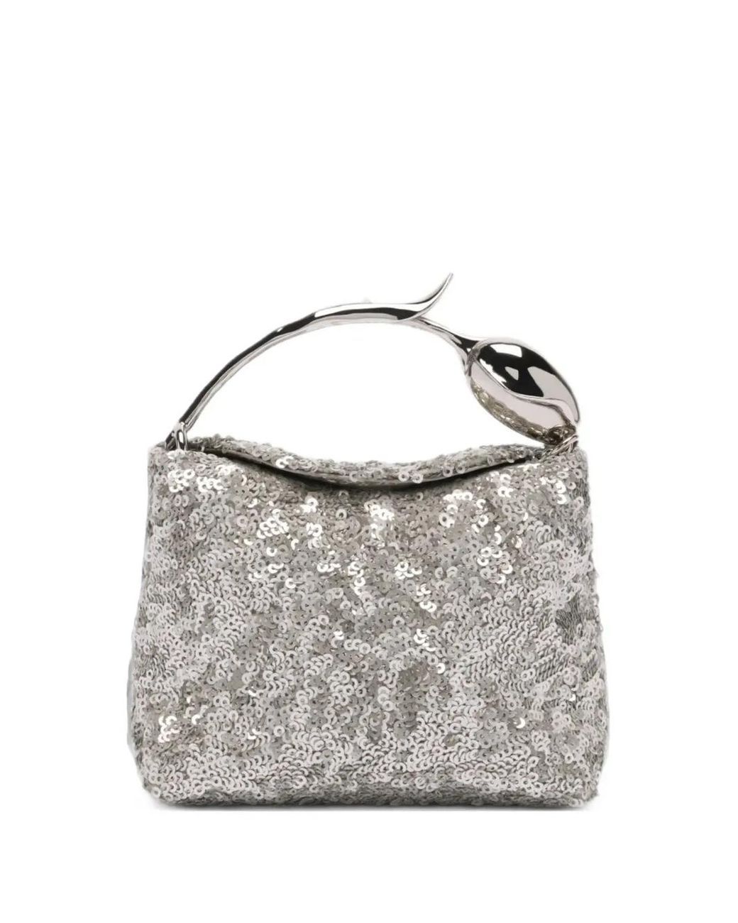 Erdem Gray Micro Bloom Sequin-Embellished Mini Bag