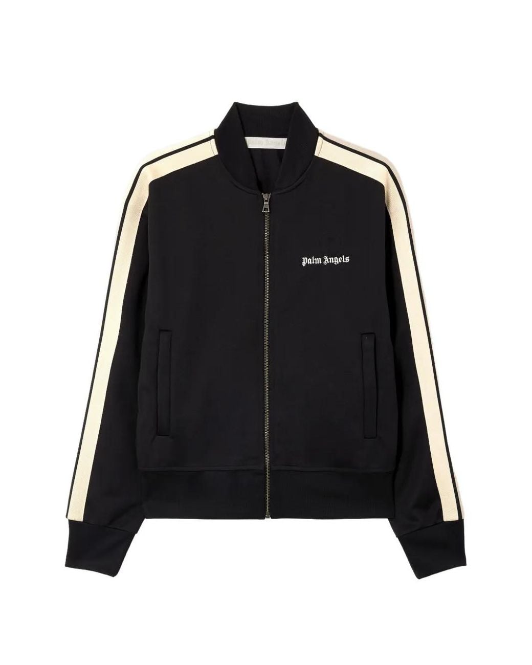 Palm Angels Black Logo Side-Stripe Bomber Jacket