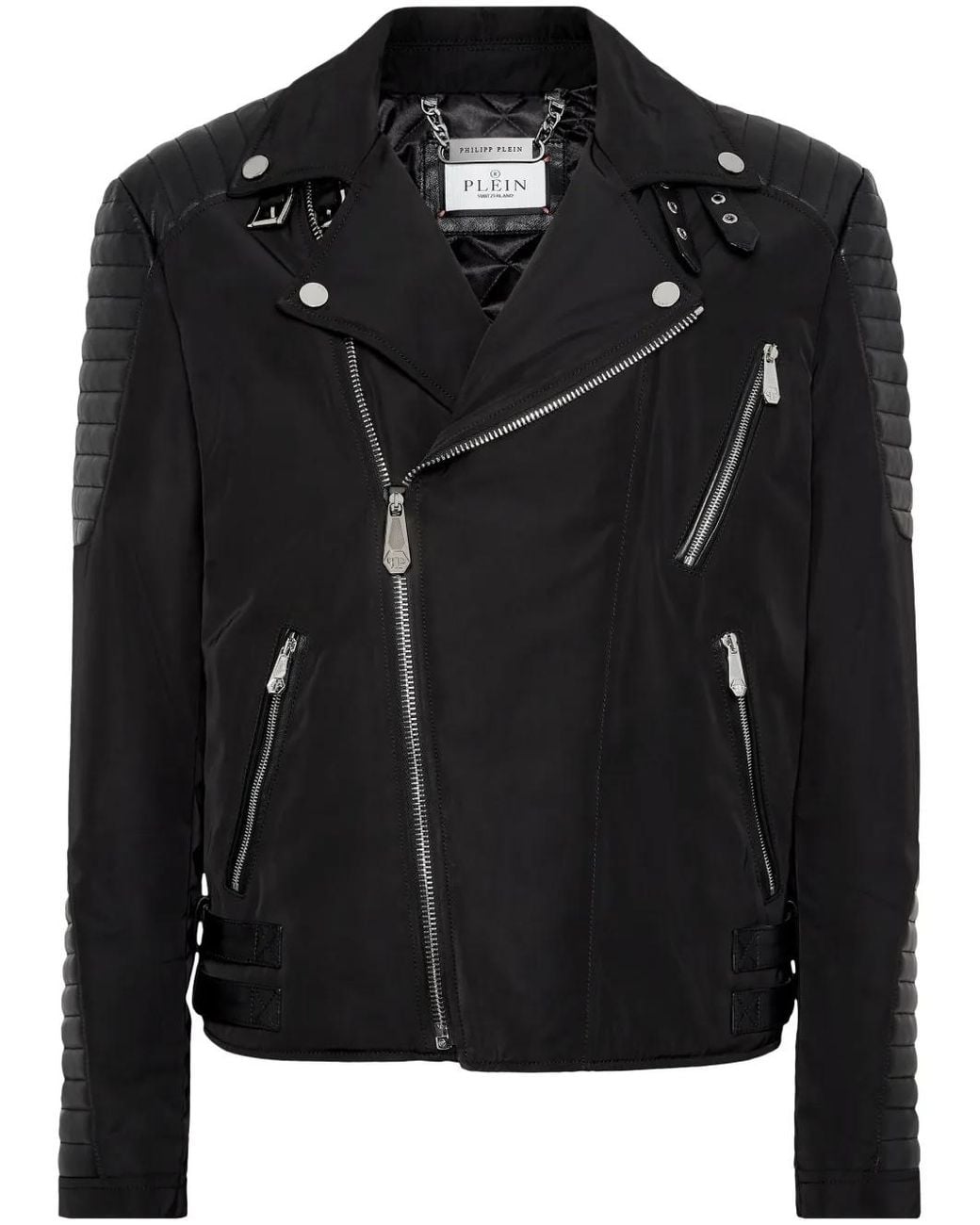 Philipp Plein Bikerjack Met Studs in het Black voor heren