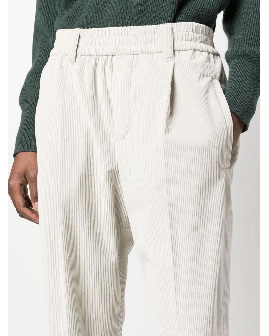 Brunello Cucinelli White Tailored Straight-Leg Trousers