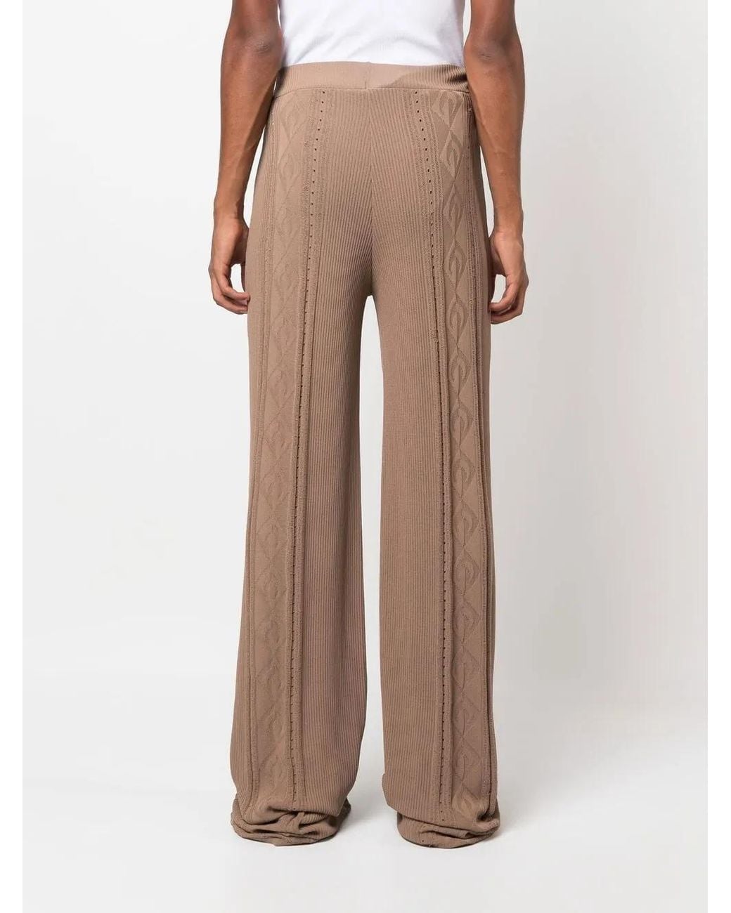 MARINE SERRE Natural Neutral Pointelle Knit Trousers