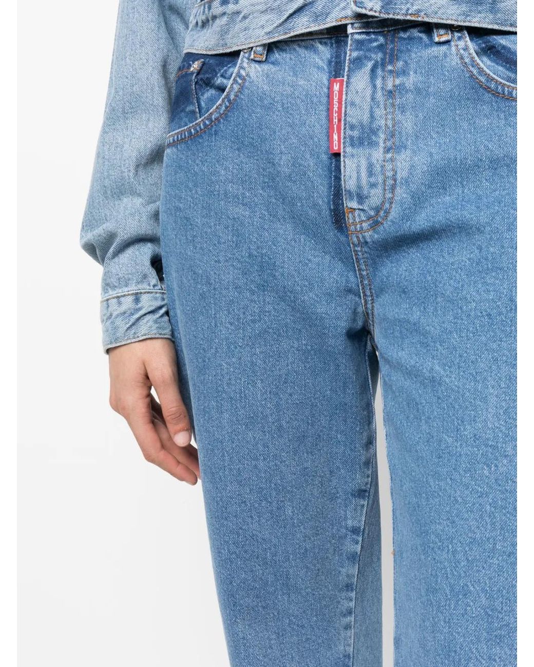 Moschino Blue Two-Tone Straight-Leg Jeans