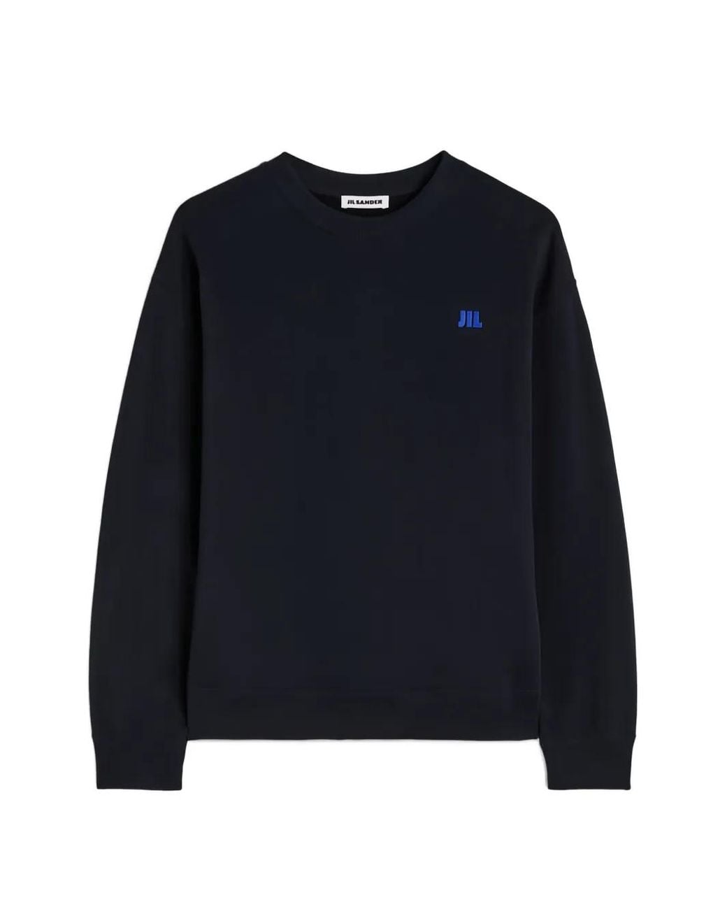 Jil Sander Blue Cotton Terry Crew-Neck Sweatshirt