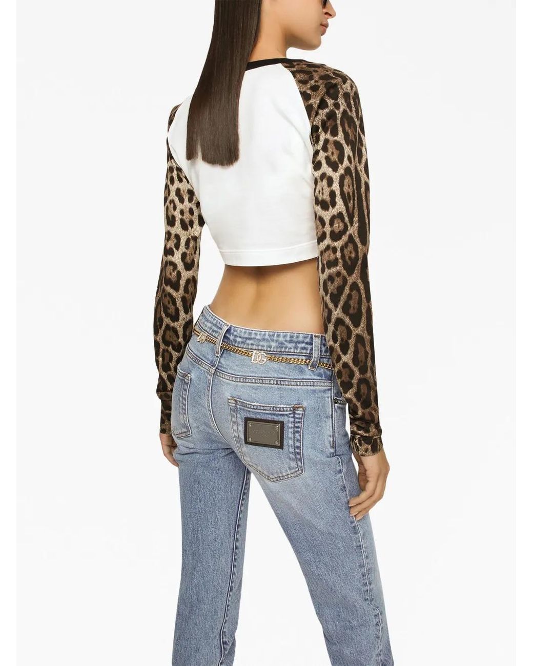Dolce & Gabbana Blue Logo-Patch Low-Rise Bootcut Jeans