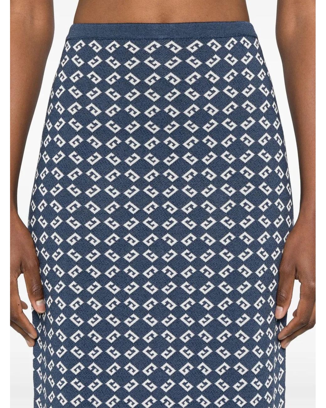 Givenchy Blue Monogram 72-Jacquard Midi Skirt