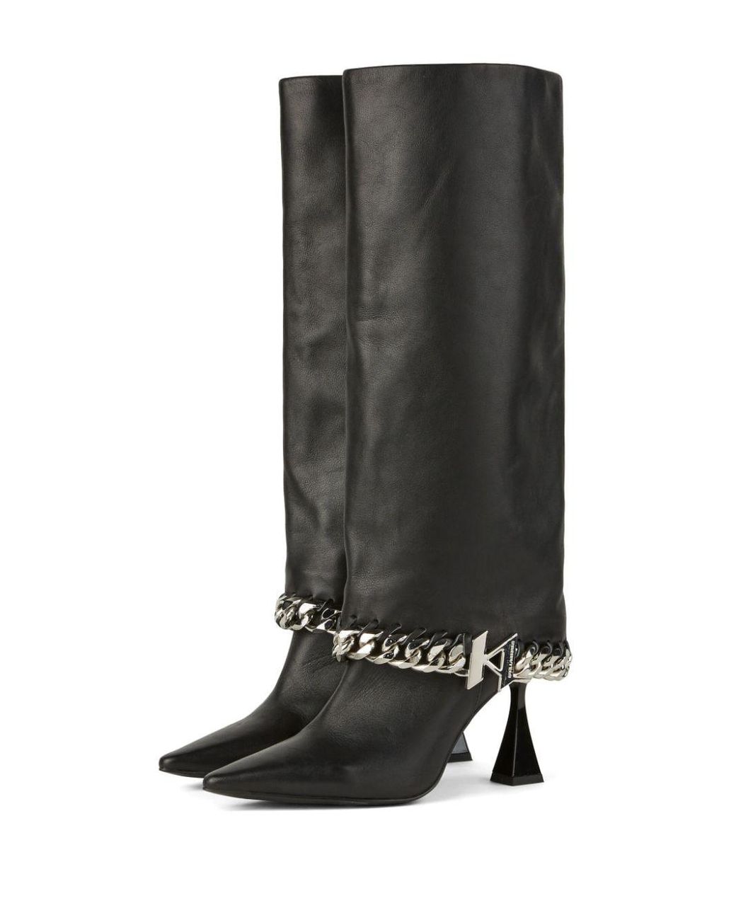 Karl Lagerfeld Debut Fold over High Boots in Black Lyst Australia