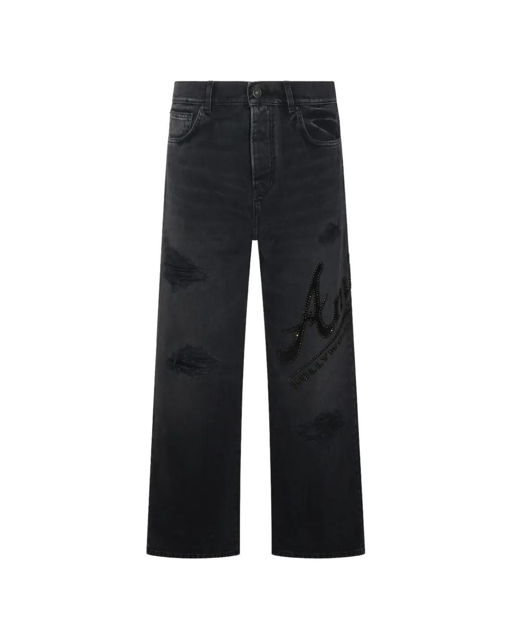 Amiri Black Crystal-Embellished Jeans for men