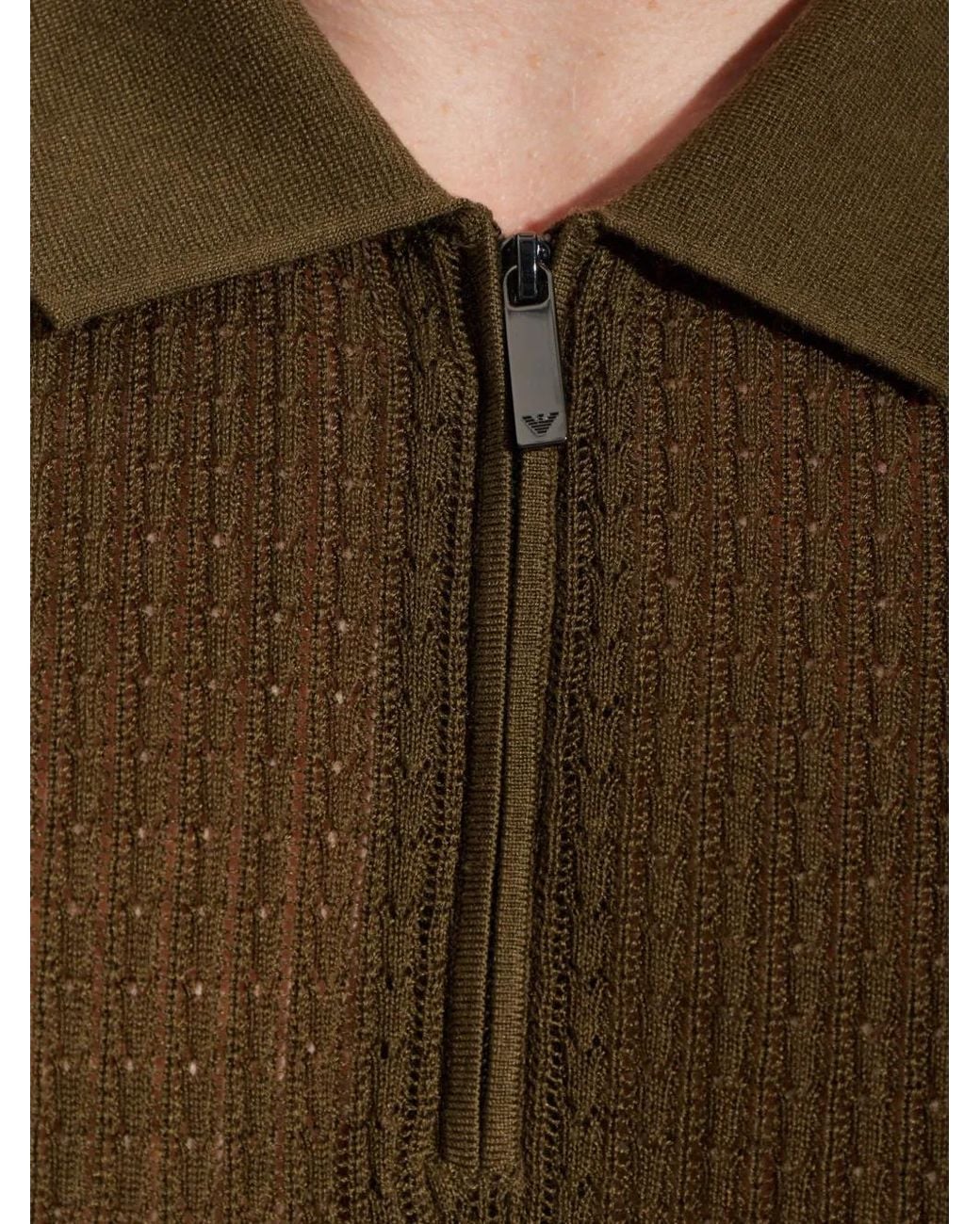 Emporio Armani Brown Pointelle Pullover for men