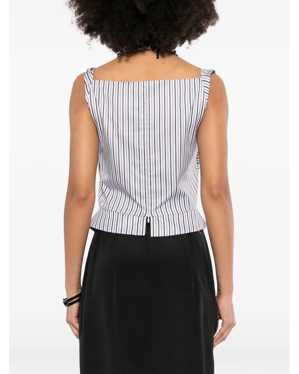 Vivienne Westwood White Stripe-Print Draped Top