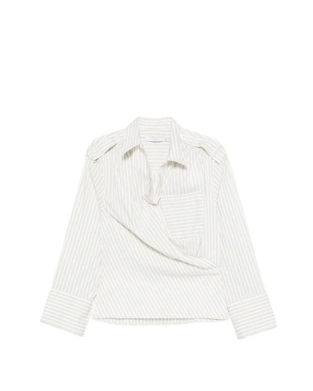 IRO White Lace Striped Cotton Shirt