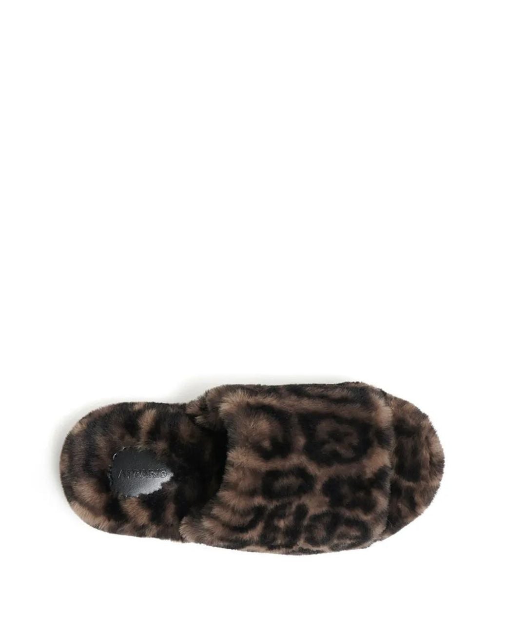 Apparis Black Leopard-Print Faux Fur Slippers