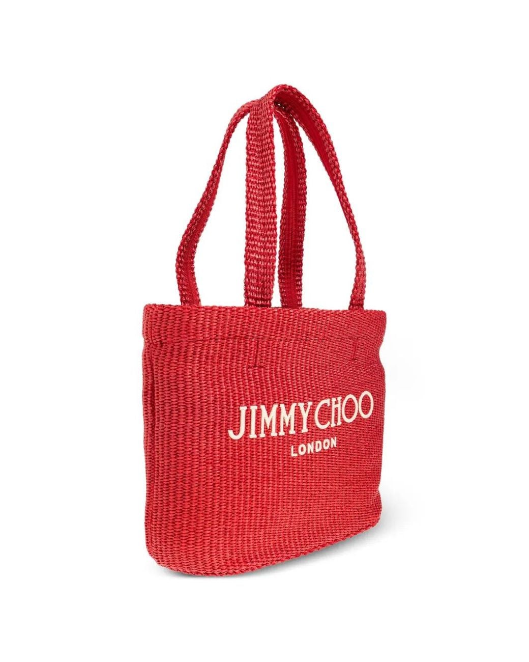 Jimmy Choo Raffia Embroidered Mini Tote Bag