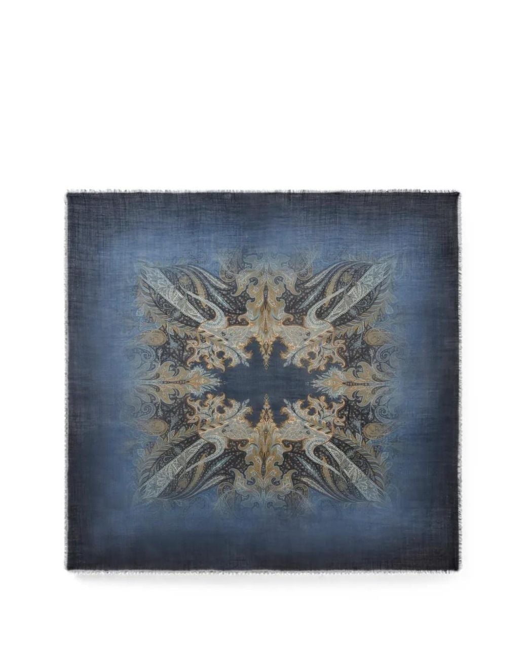 Etro Blue Faded Paisley-Print Scarf for men