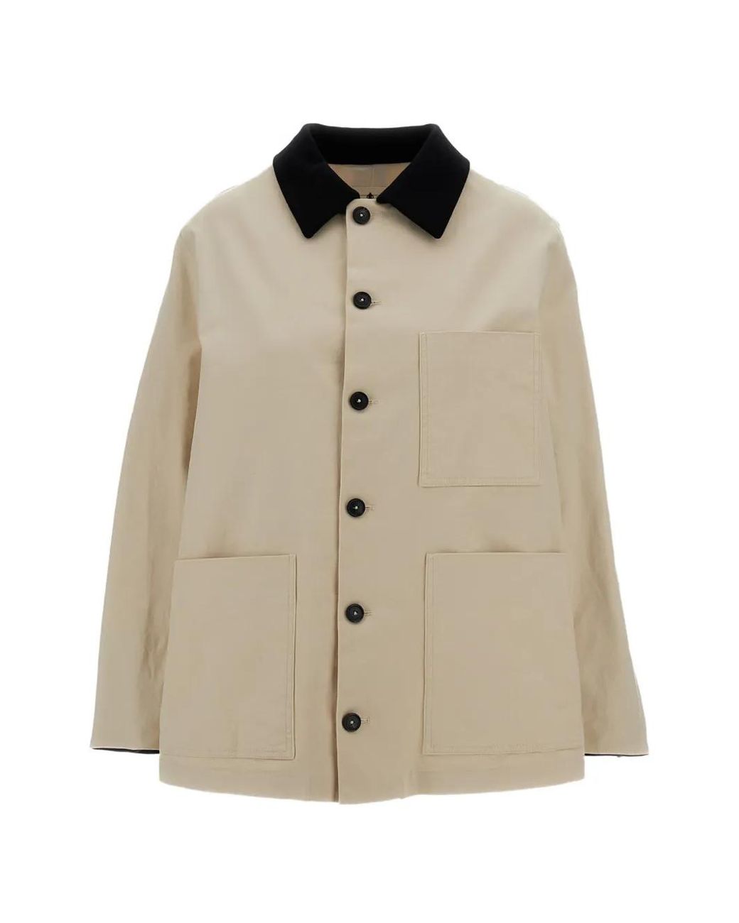 Barena Natural Contrast-Collar Patch-Pocket Jacket