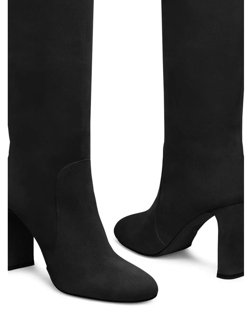 Stuart Weitzman Black Babette Block-Heel Boots