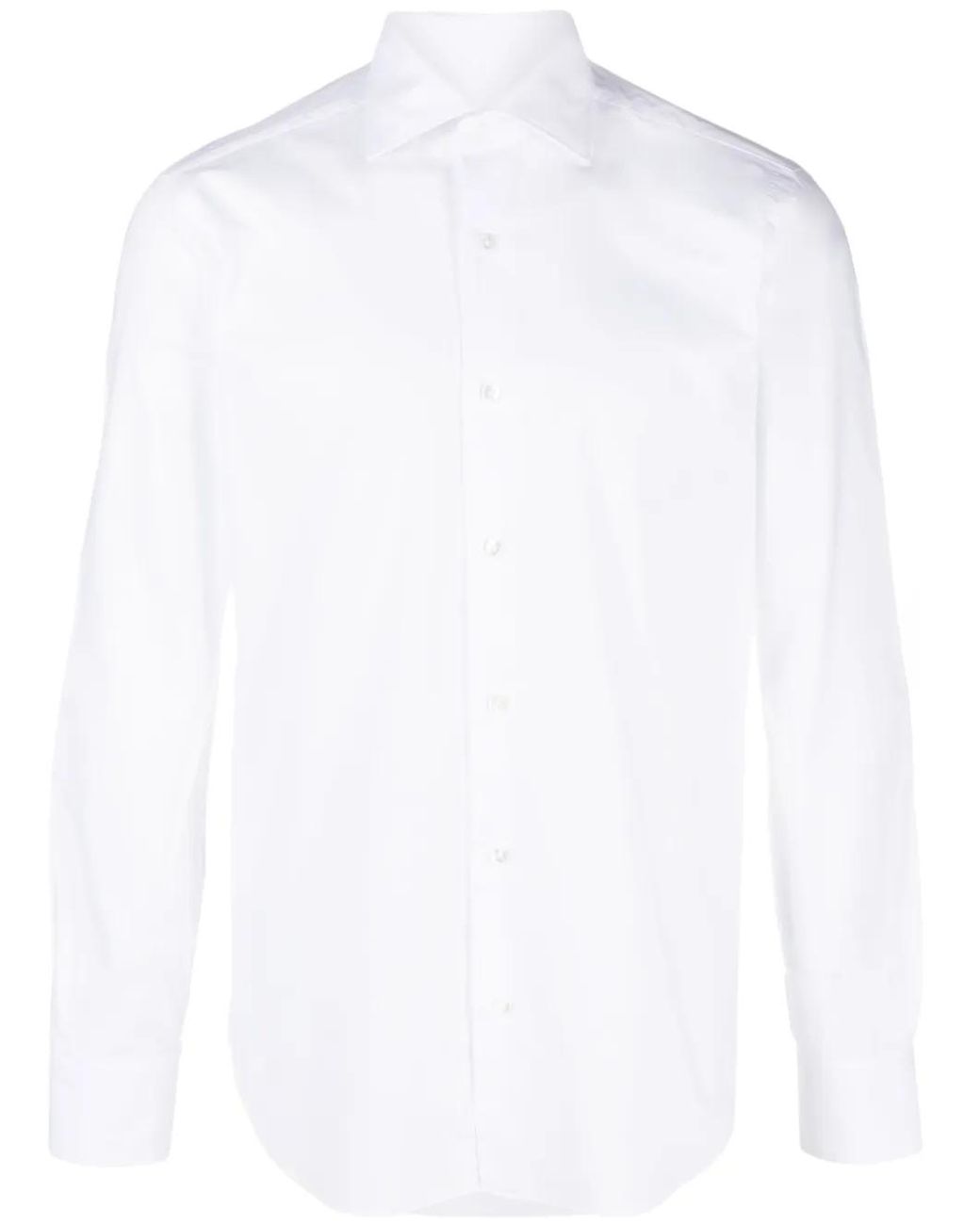 Barba Napoli White Long-Sleeve Cotton Shirt for men