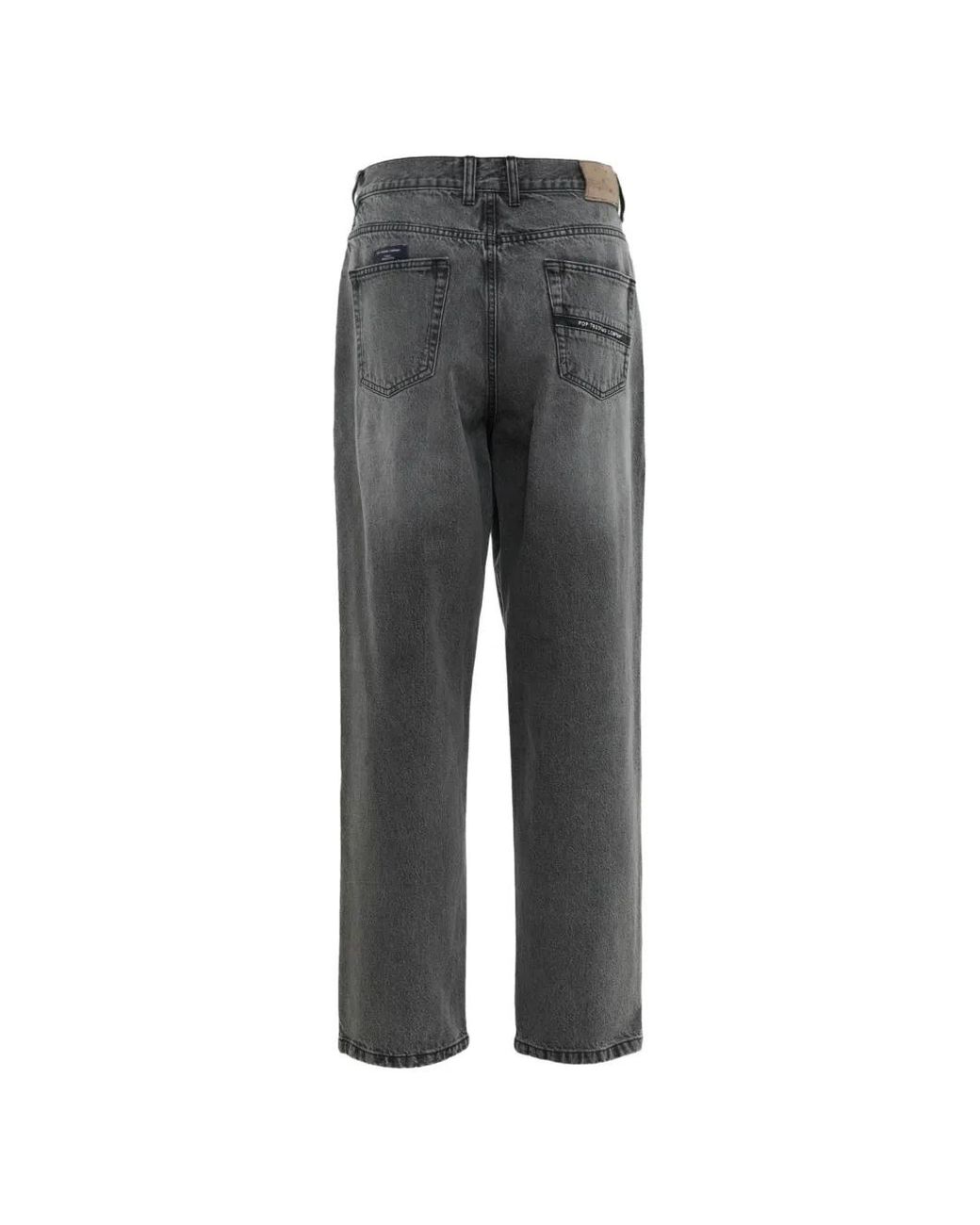 Pop Trading Co. Gray Logo-Patch Jeans for men