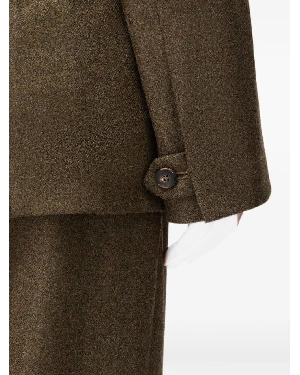 RETORI Brown Double-Breasted Peak-Lapel Wool Blazer