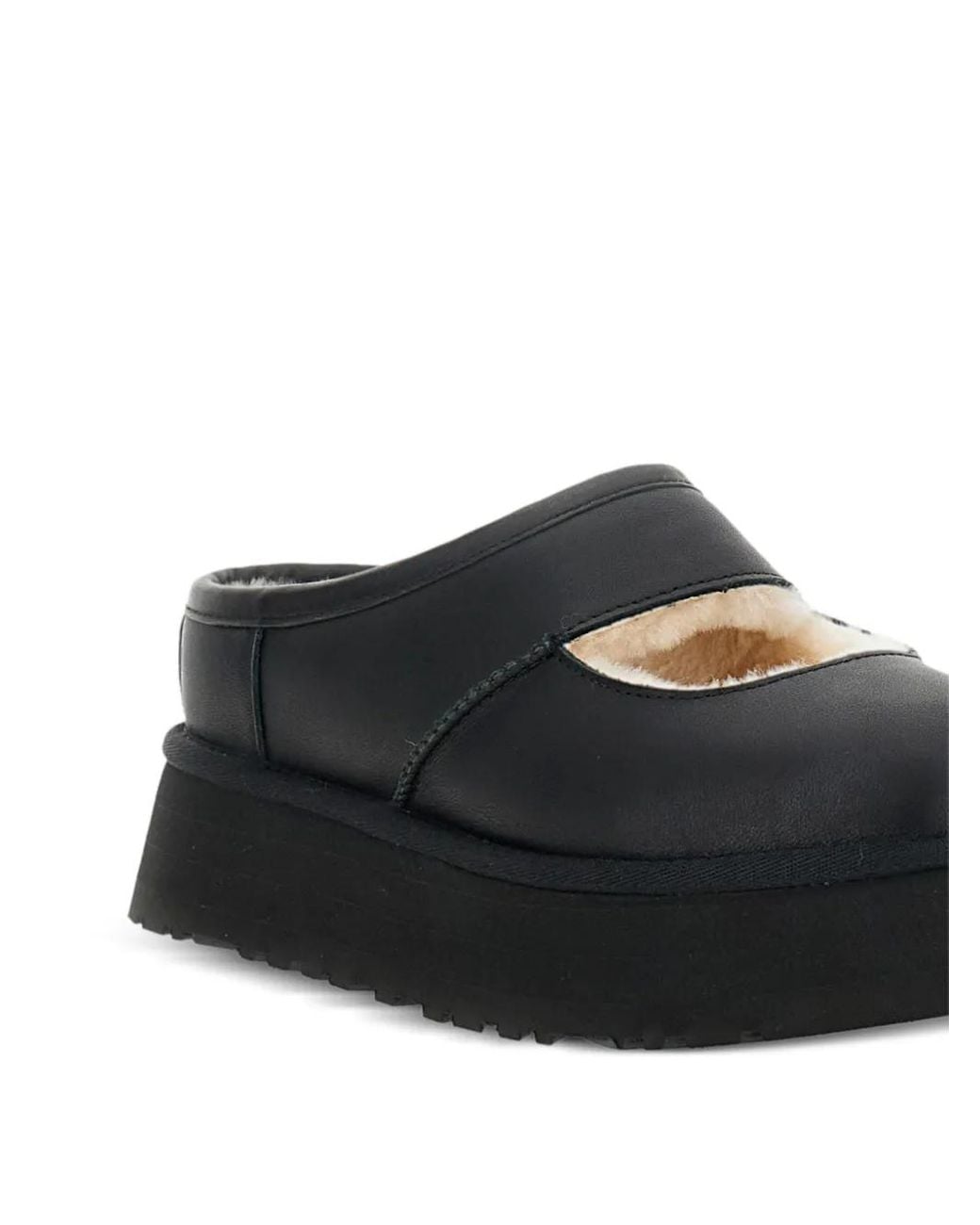 Ugg Black Bea Platform Leather Mules