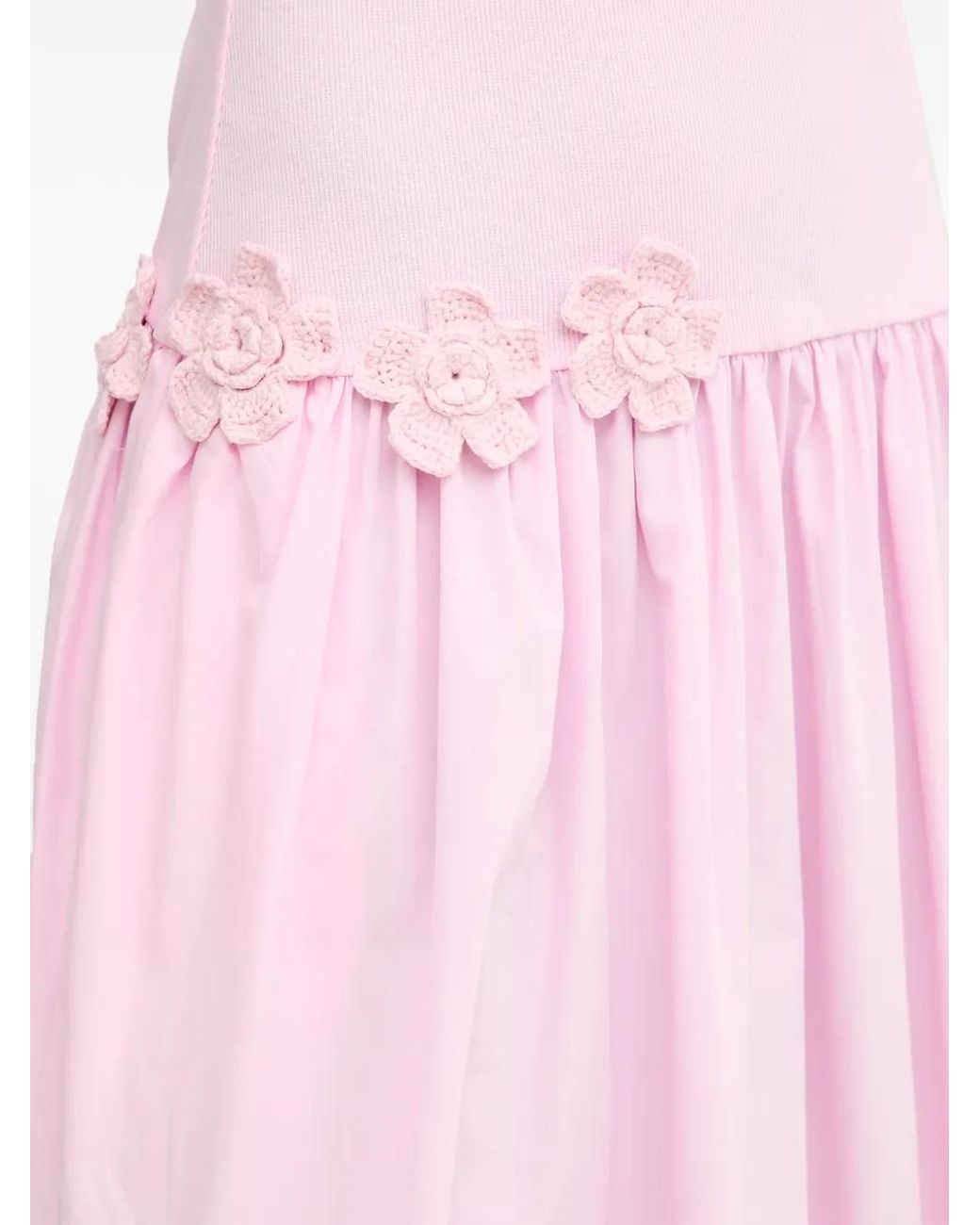 Stine Goya Pink Floral-Appliqué Midi Dress