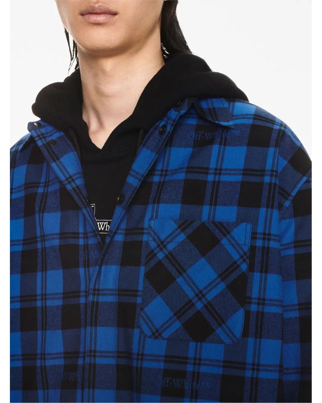 Off-White c/o Virgil Abloh Blue Checked Flannel Shirt for men
