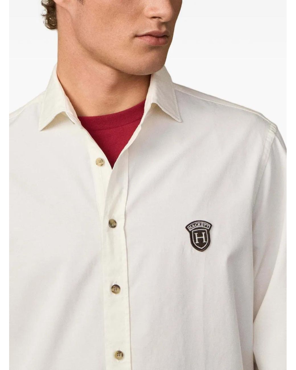 Hackett White Twill Badge Shirt for men